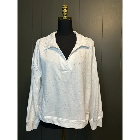 Colsie Cozy Colorful Speckled Lightweight Cropped Pullover Sweater White L Large - Picture 3 of 9